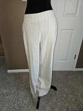 Neutral Striped Wide-Leg Women's Pants - Cream